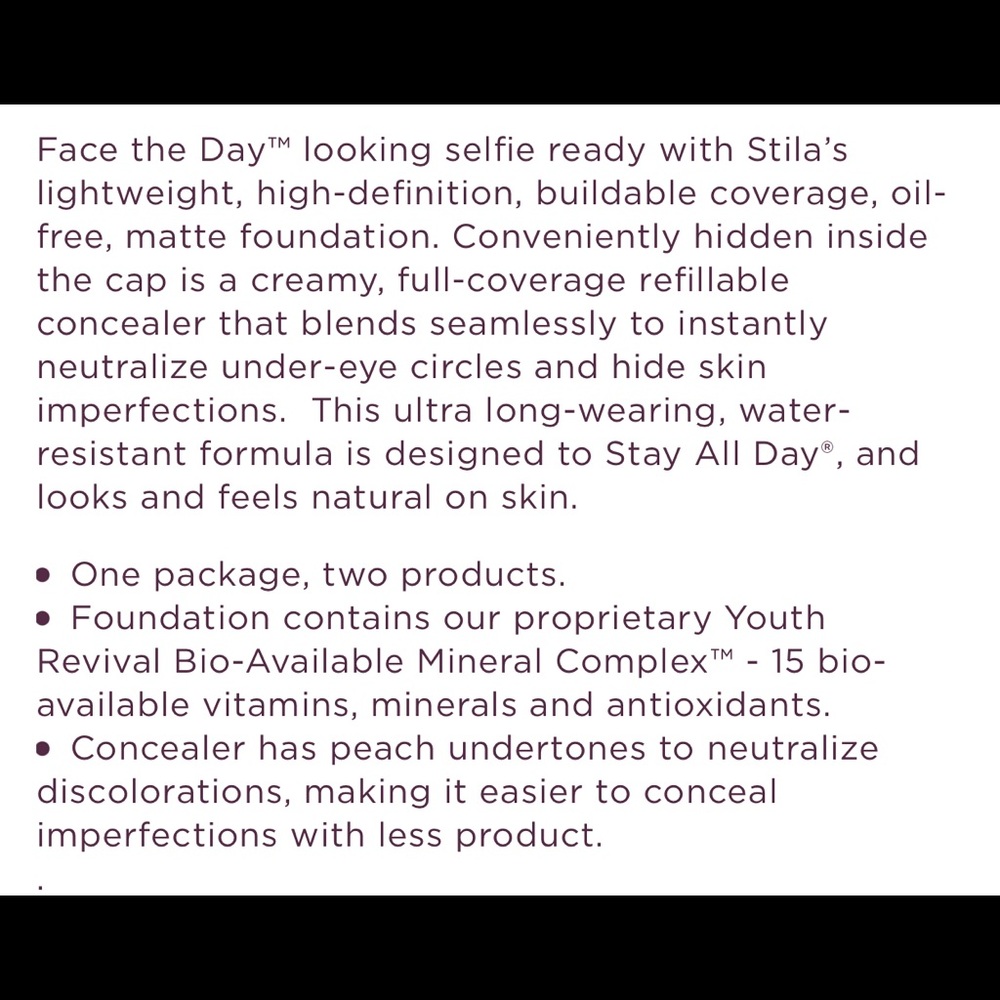 STILA MEDIUM 9 STAY ALL DAY FOUNDATION/CONCEALER - Picture 3 of 3